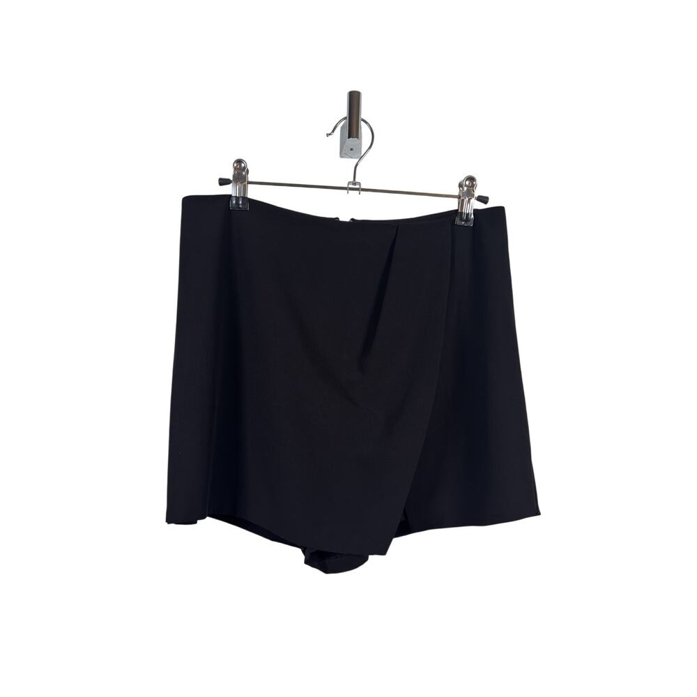 Bebe High Rise Skort Womens 8 Black Asymmetrical Wrap Front Mini Built In Shorts